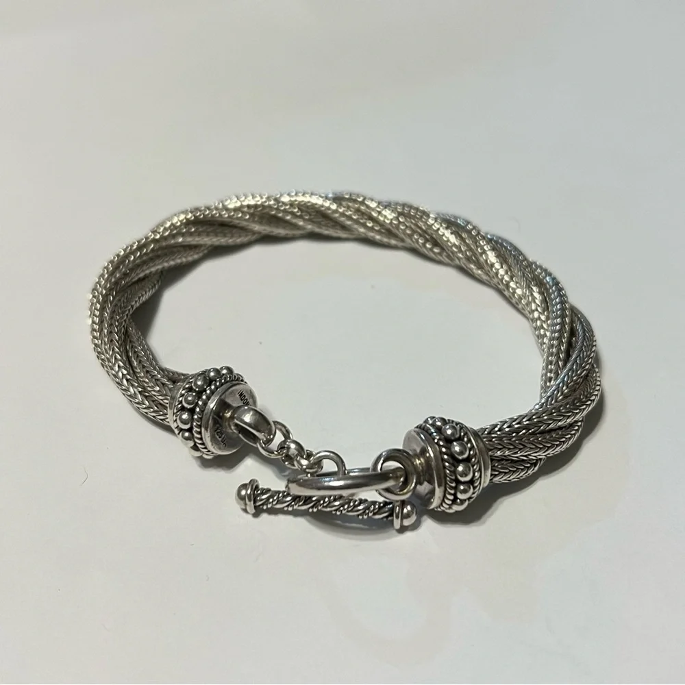 BA Suarti Sterling Twisted Wheat Bracelet Toggle Clasp - Picture 3 of 4
